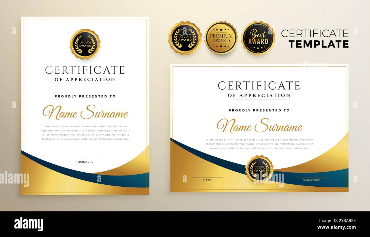 professional golden certificate template design Stock Vector Image ...