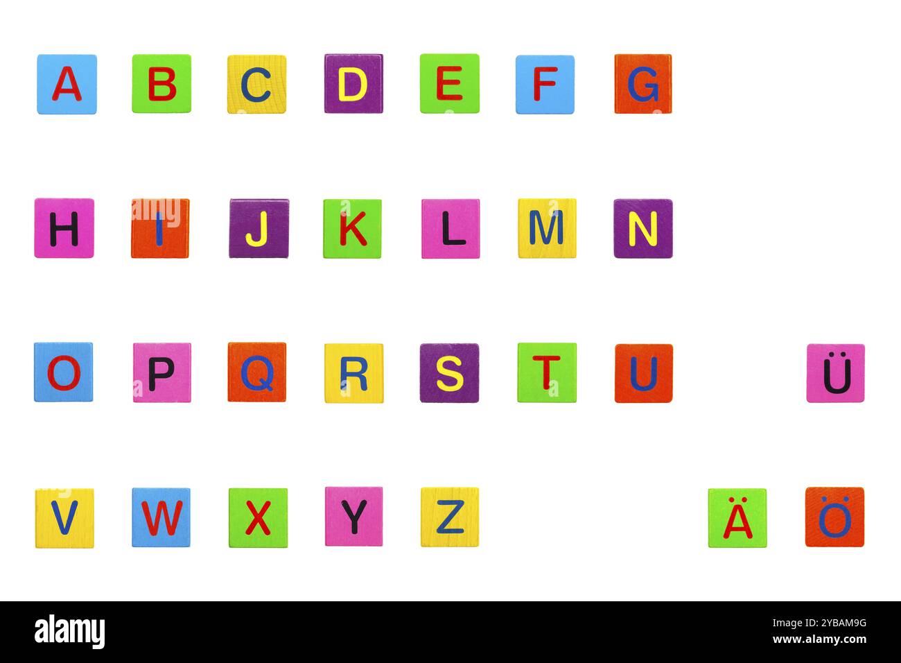 Colourful abc cubes made of wood, against a white background Stock ...