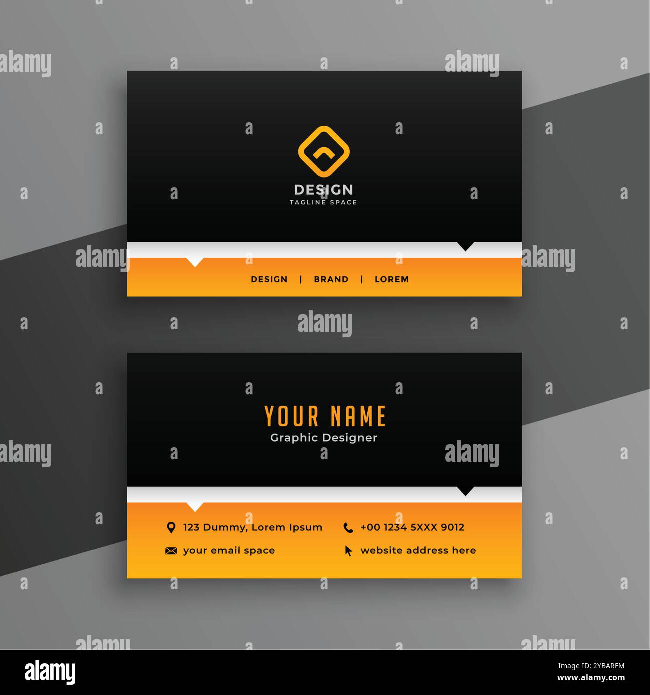 modern black and yellow business card template Stock Vector Image & Art ...