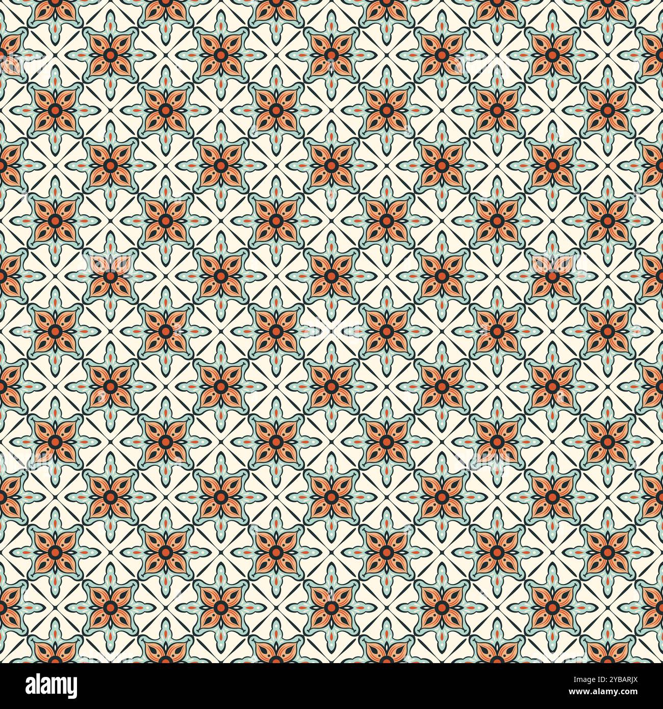 Majolica azulejos tiles patchwork wallpaper vector seamless pattern for fabric. Talaveera Pattern Vector Stock Vector
