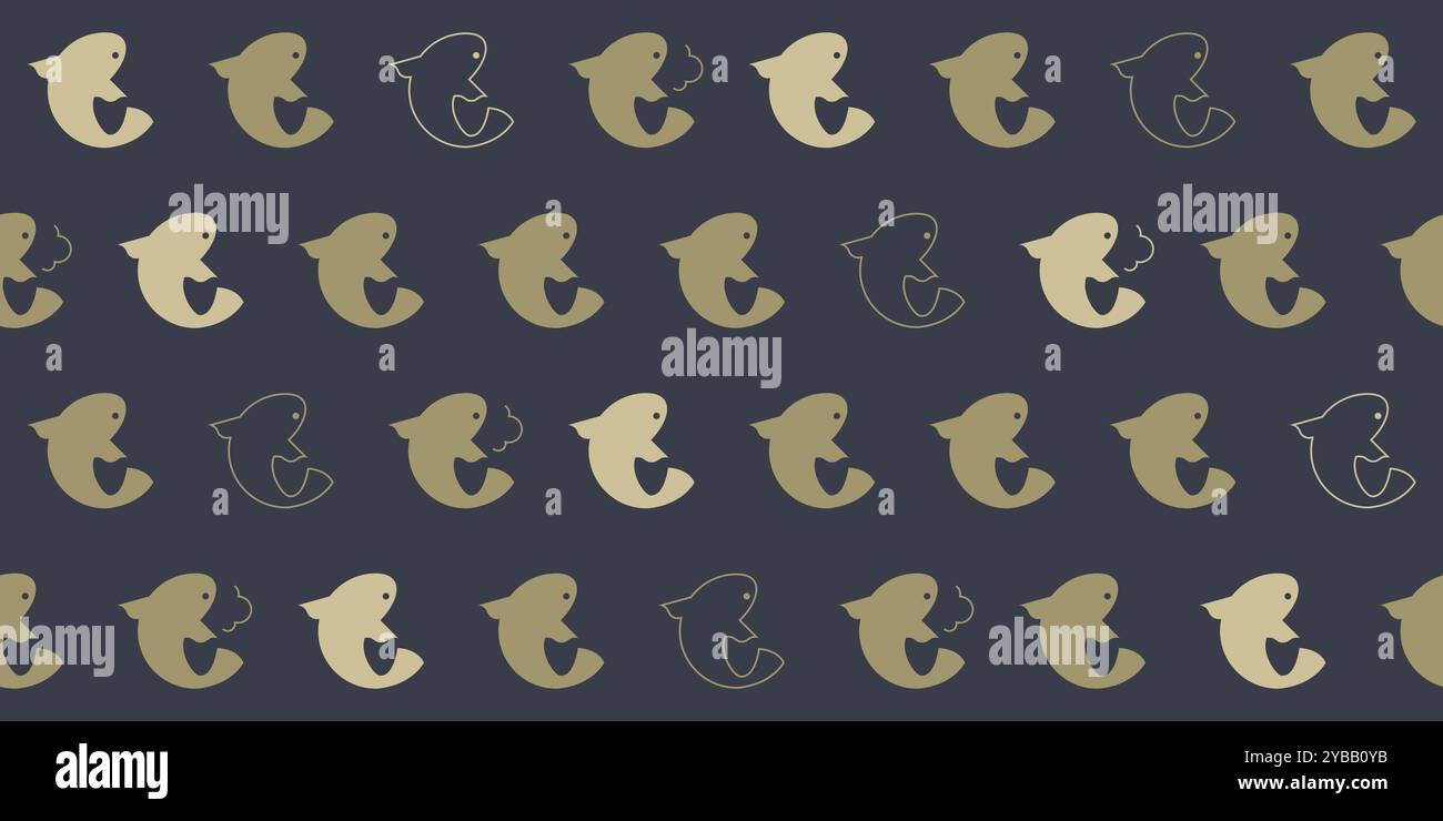 Simple seamless pattern, carp in golden and blue tones Stock Vector
