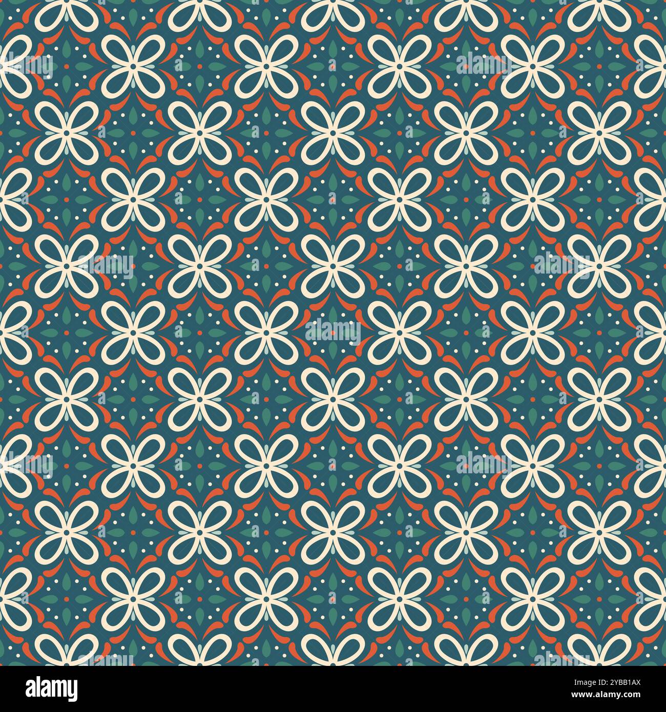Flower Talavera Patterns. Tile Flower Pattern Stock Vector