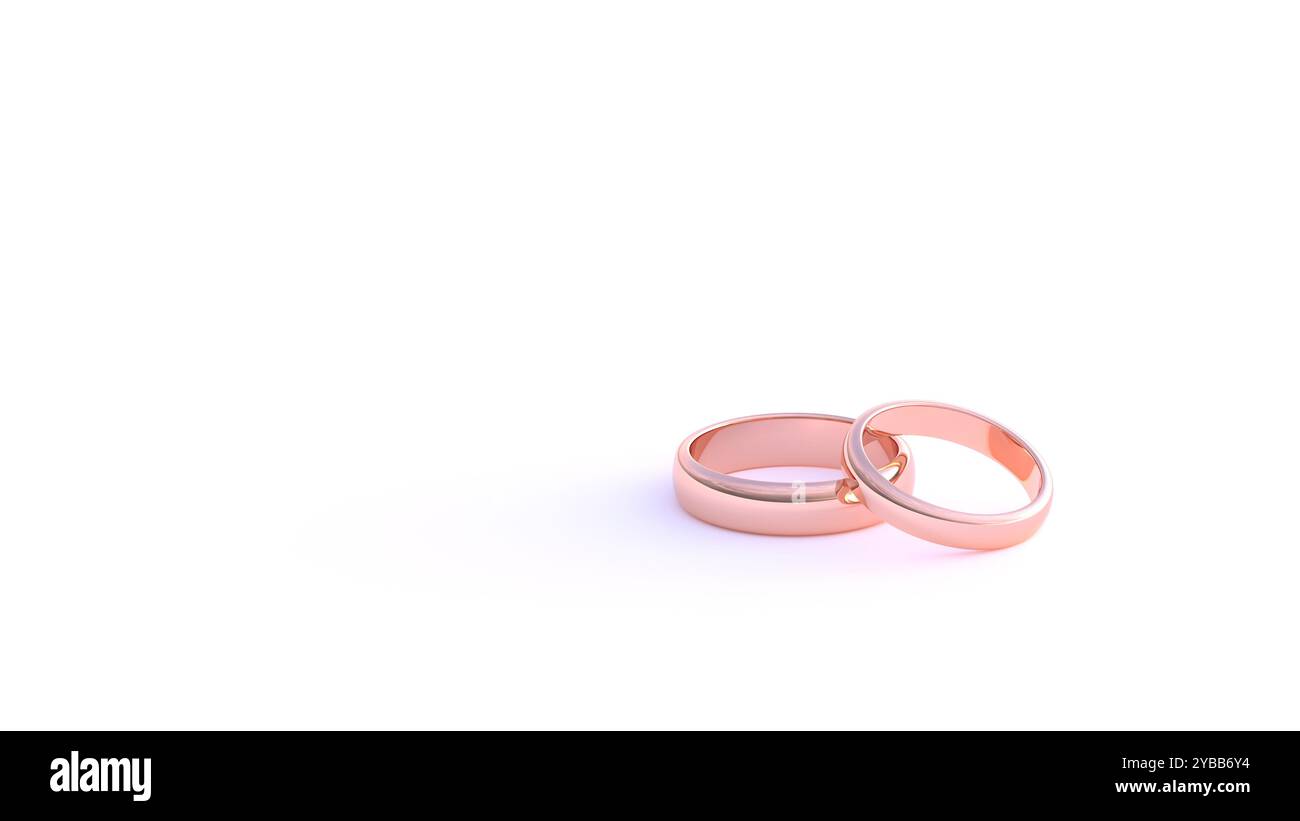 3D render - two gold wedding rings on a white background Stock Photo ...