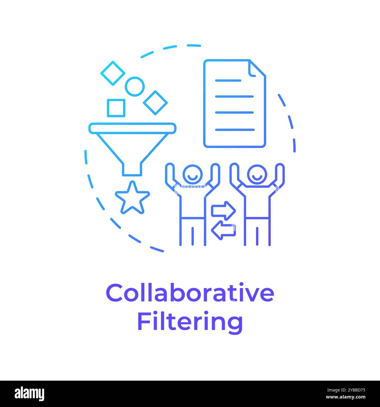 Collaborative filtering blue gradient concept icon Stock Vector