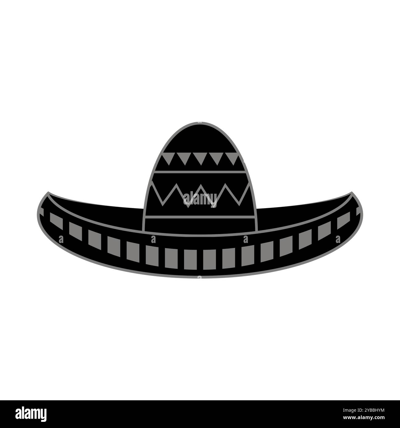 Vector Mexican sombrero with maracas. Cinco de mayo symbol isolated on white background. Stock Vector