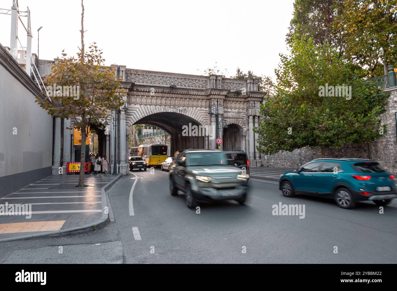 Istanbul, Turkiye - OCT 14, 2024: Ottoman Arch bridge on Ciragan Avenue in Besiktas, a district and municipality of Istanbul Province located on the E Stock Photo