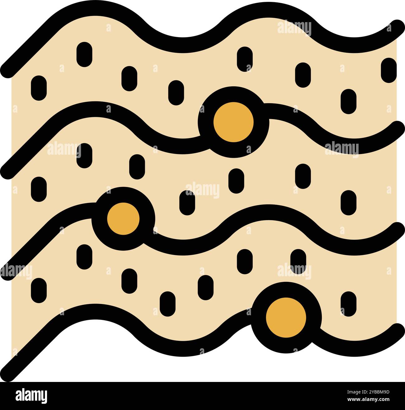 Human skin layer icon, presenting dermis structure with waves and pores ...