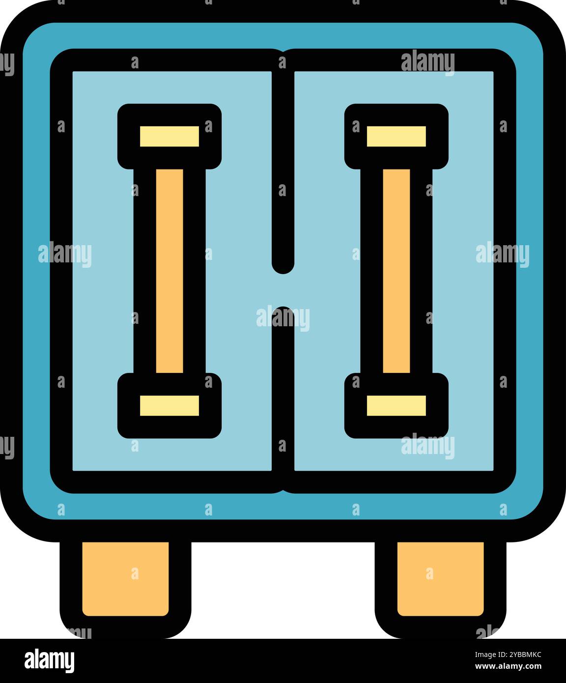 Simple cute and colorful icon of a toaster warming up two slices of bread, perfect for breakfast Stock Vector