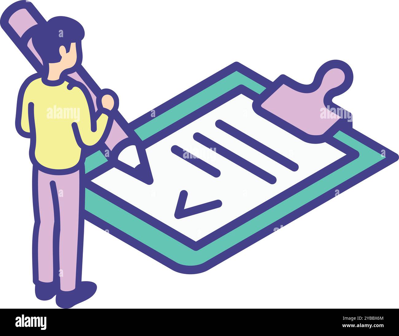 Man sign paper document. Agreement isometric icon Stock Vector