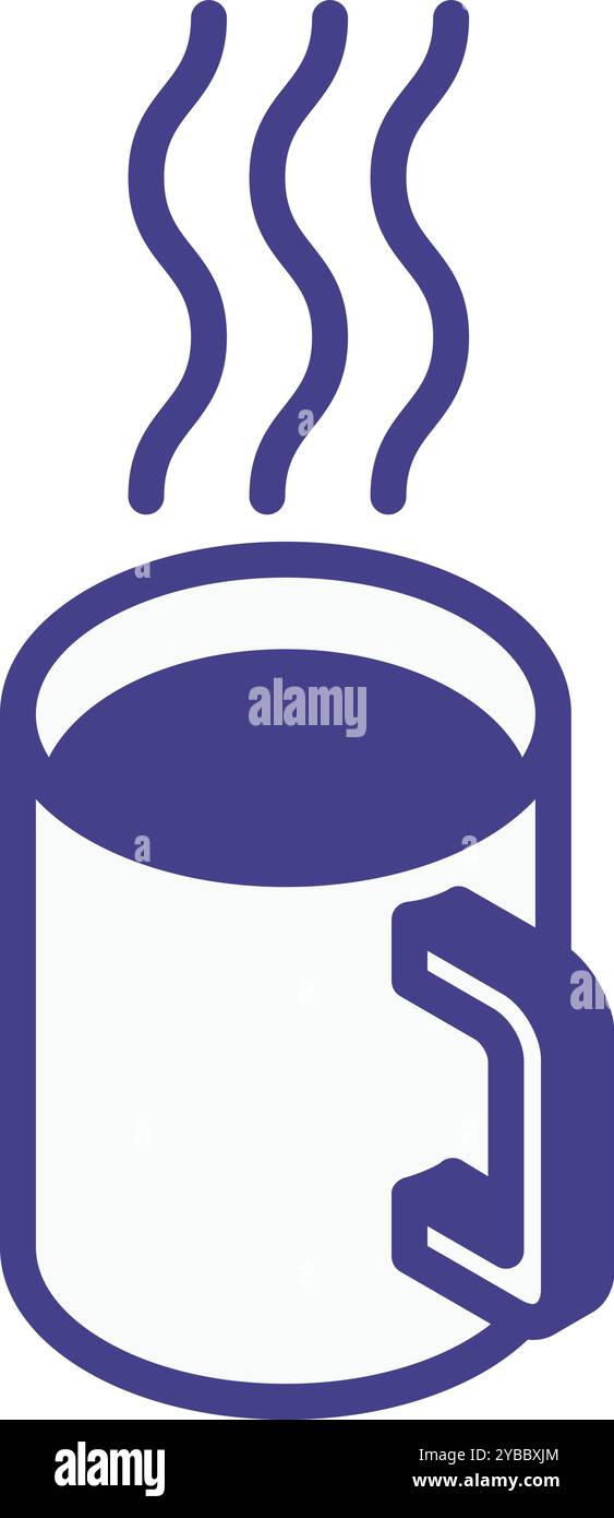 Hot coffee cup isometric icon. Drink mug Stock Vector