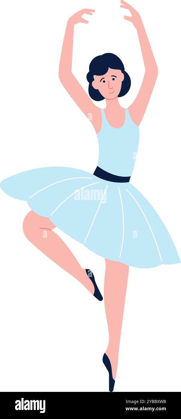 Ballet dancer character. Graceful ballerina classic pose Stock Vector