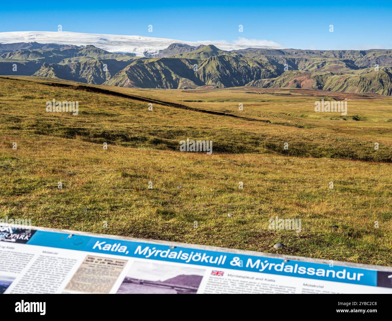 View of glacier Myrdalsjökull, road to Pakgil, Iceland Stock Photo