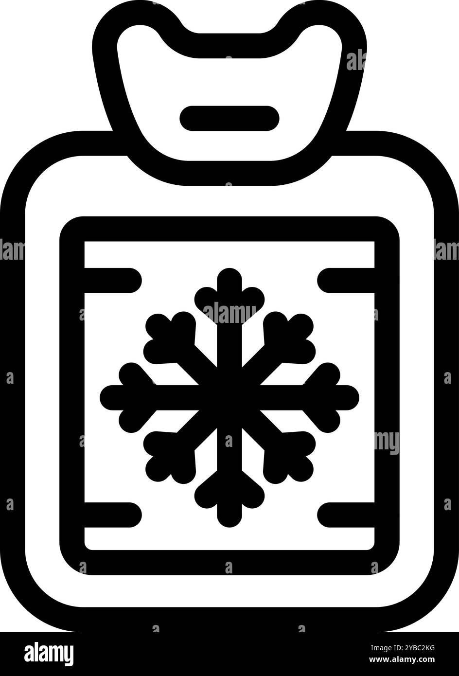 Simple black and white icon of a reusable ice pack being frozen for ...