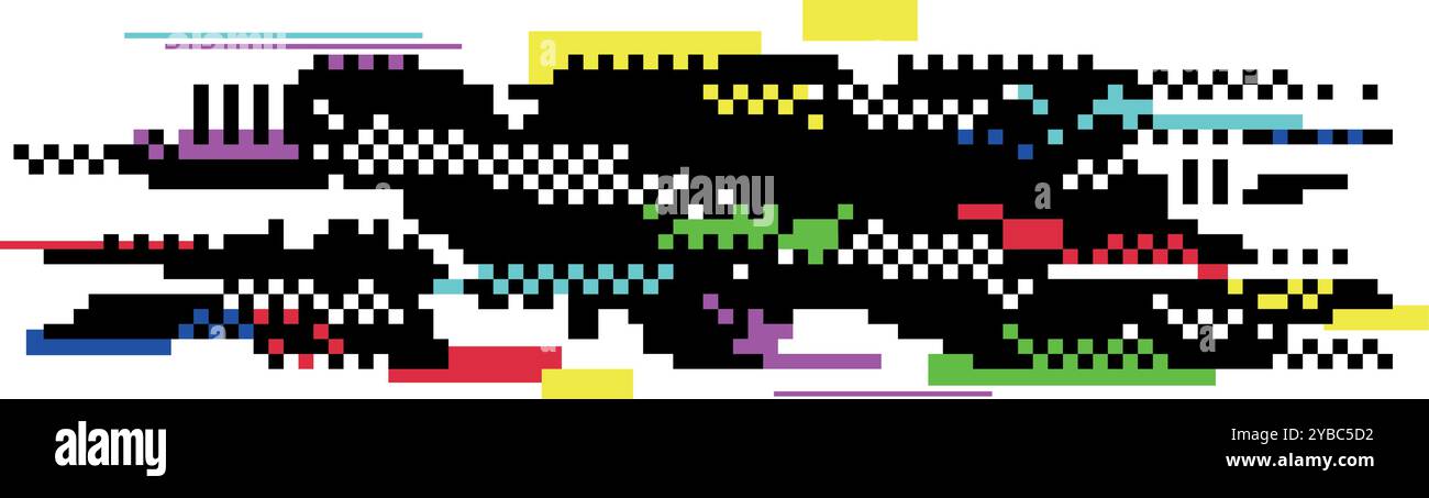 A colorful, pixelated image with a black background Stock Vector