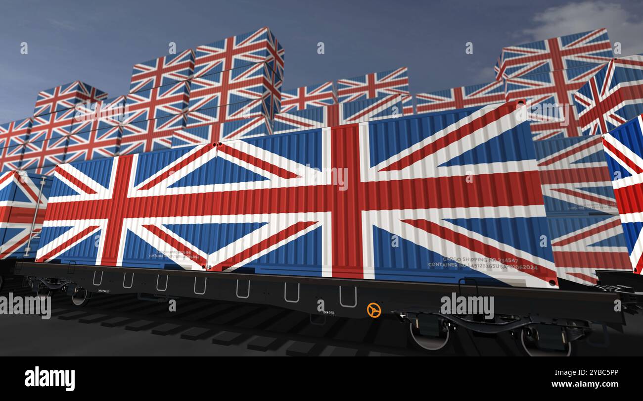 Train containers flag england railway hi-res stock photography and ...