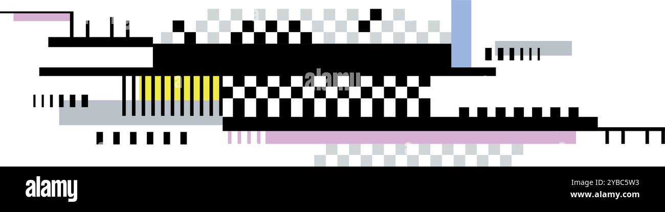 A pixelated image with a black and white checkerboard pattern Stock ...