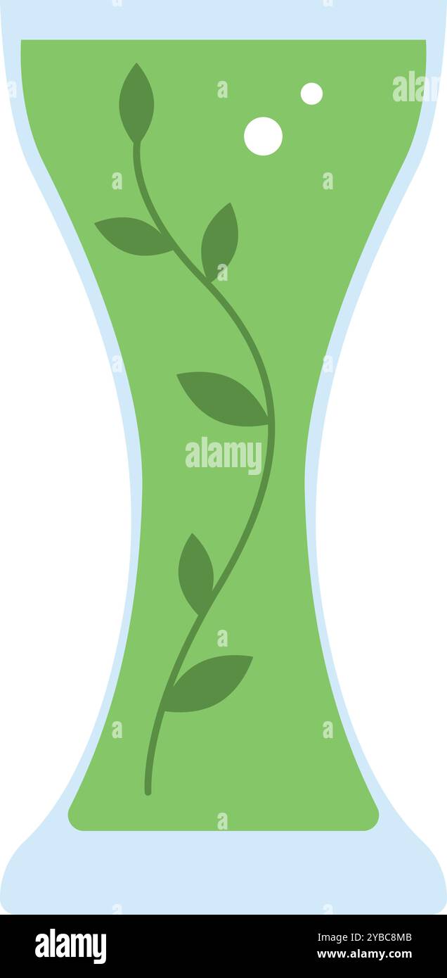 A green vase with a leafy design on it Stock Vector