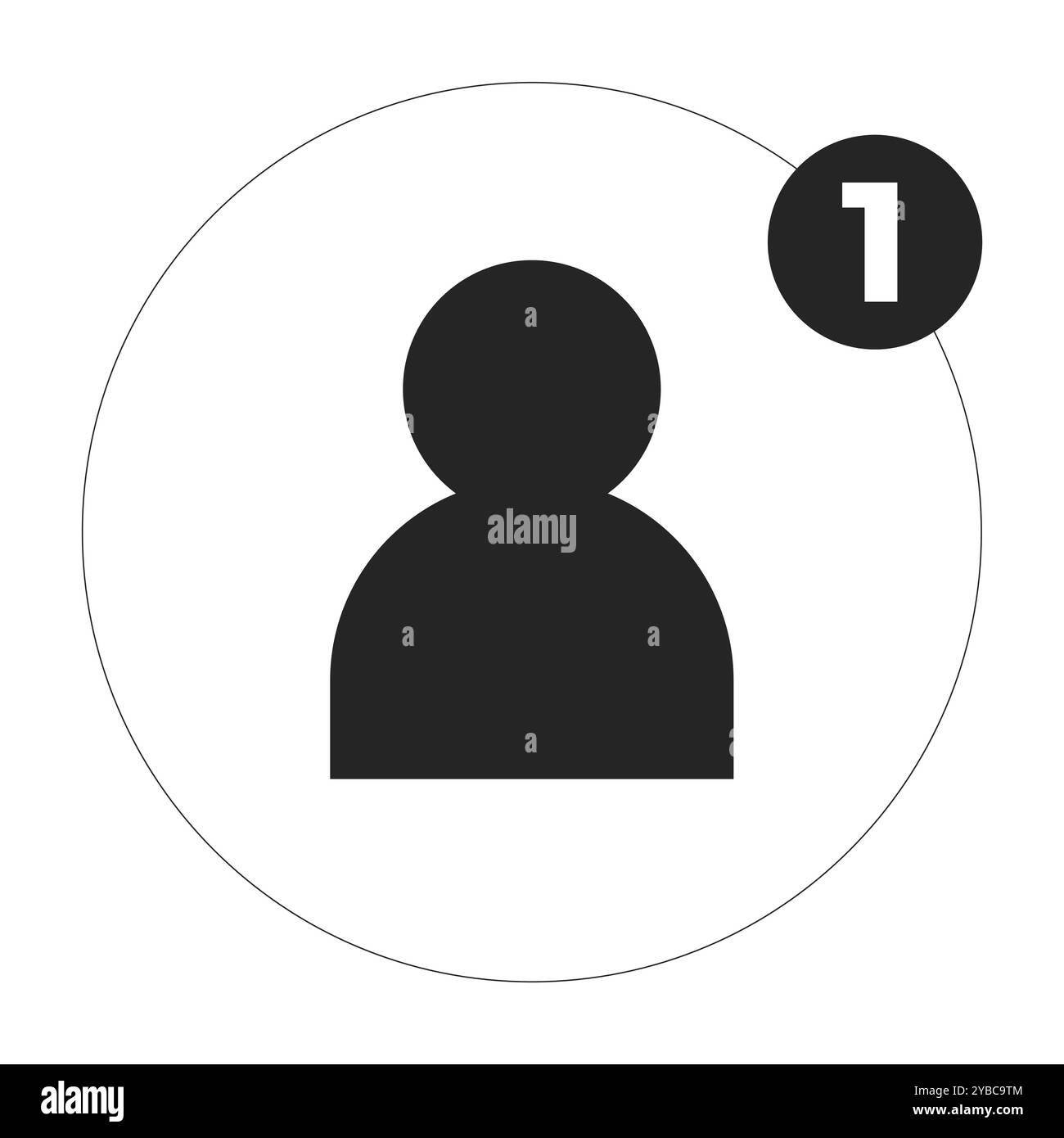 New follower notification black and white 2D line object Stock Vector