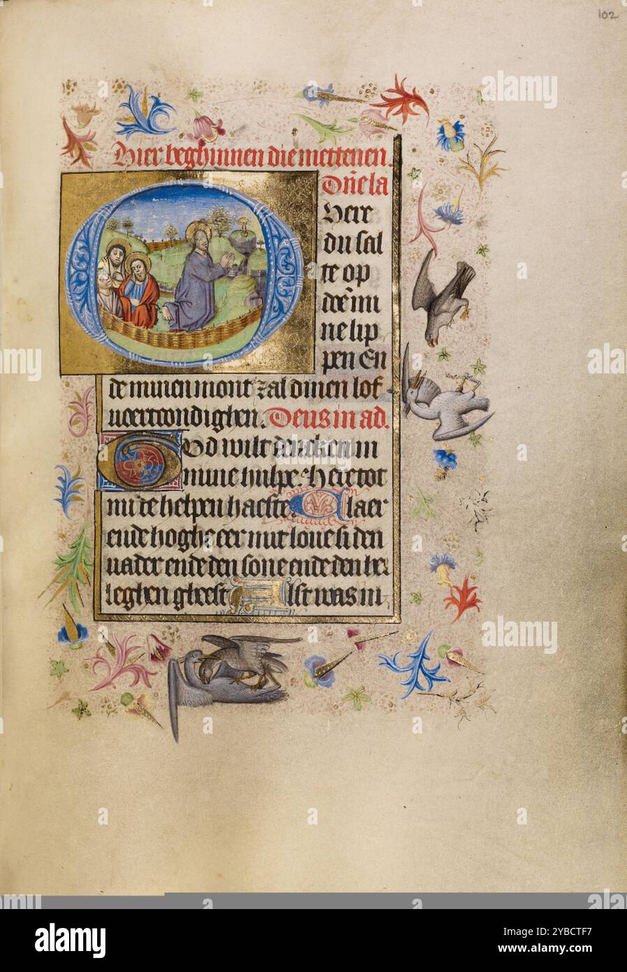 Initial O: The Agony in the Garden; Book of Hours, after 1460. Jesus ...