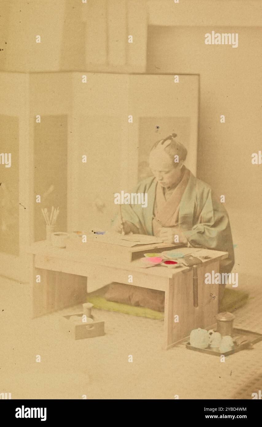 A Japanese Artist at Work, 1897. Stock Photo