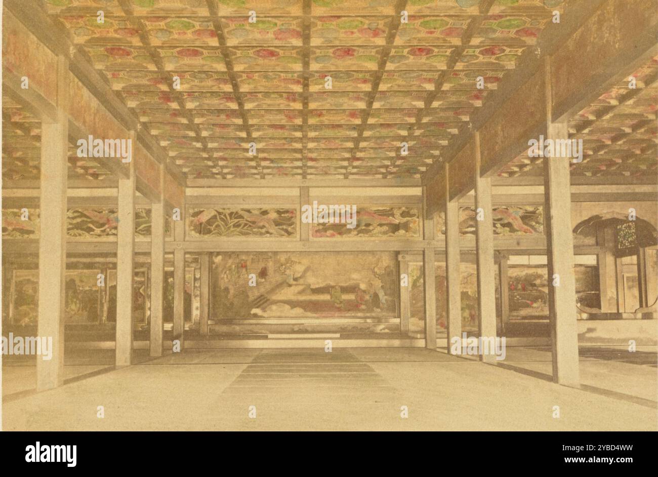 Interior of Hongwanji Temple, Kyoto. The Cathedral of the Shinshu Sect., 1897. Stock Photo