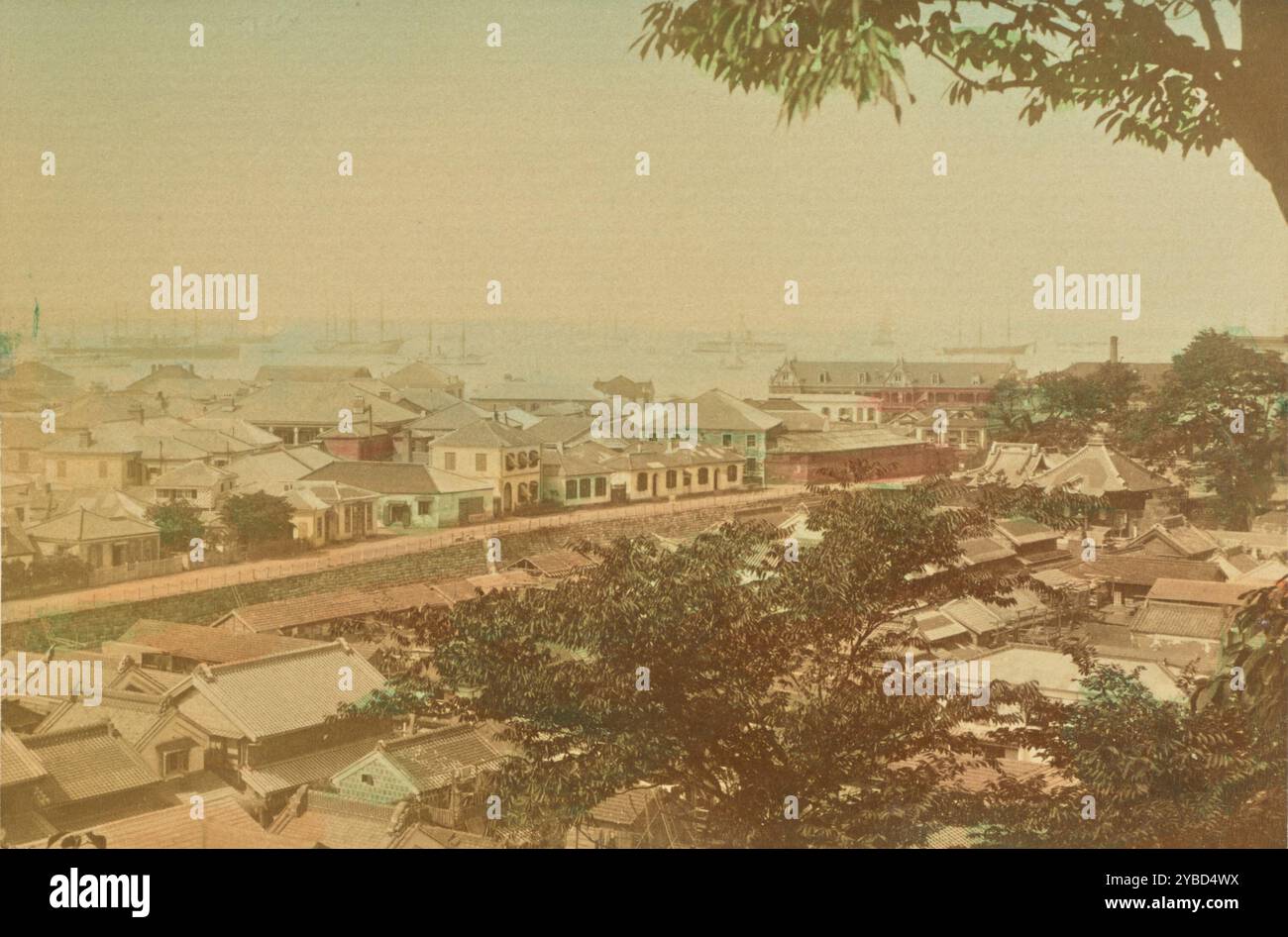 View of Yokohama and Harbor, 1897. Stock Photo