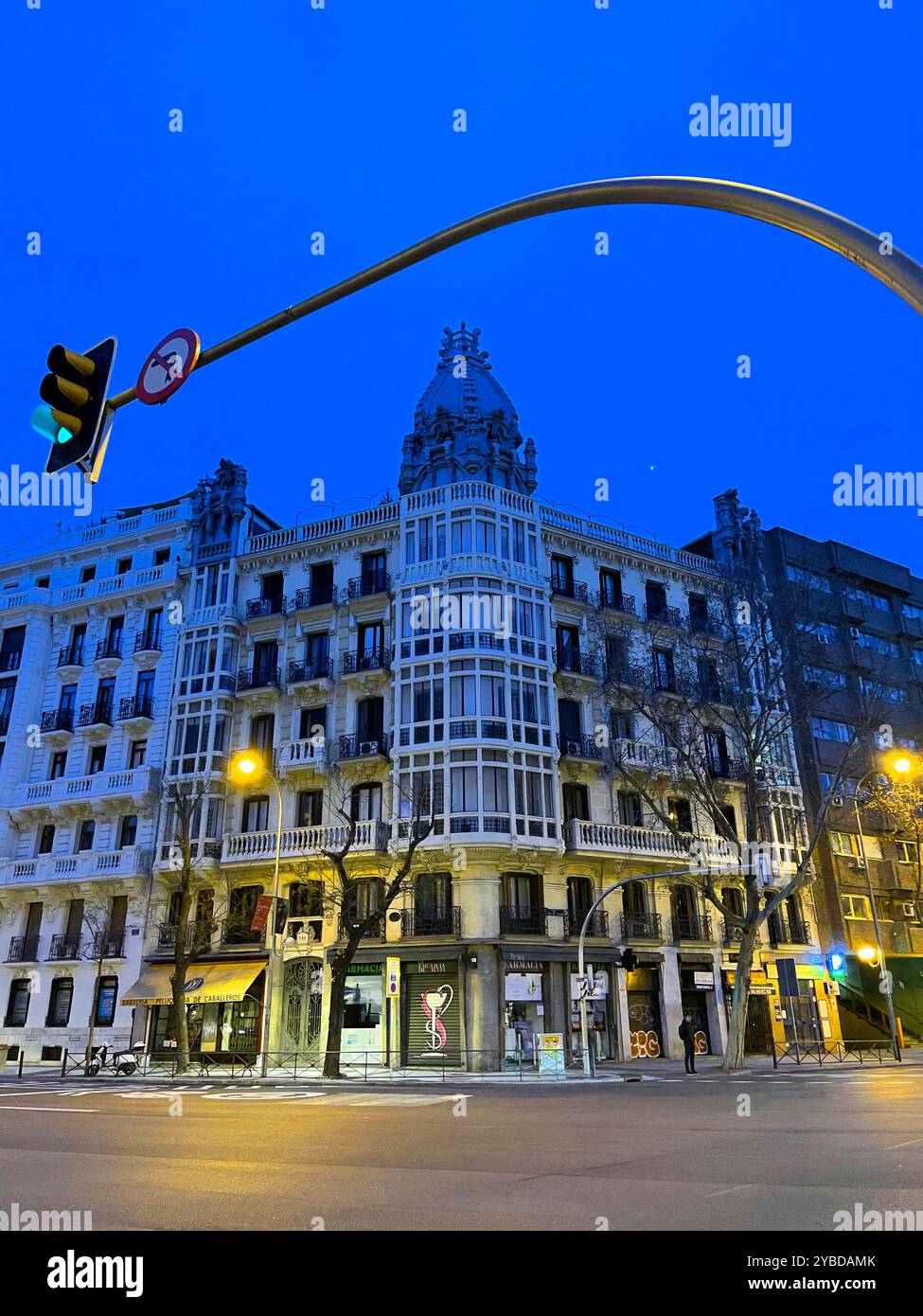 Principe de Vergara street, night view. Madrid, Spain. - Smartphone Captured Stock Image