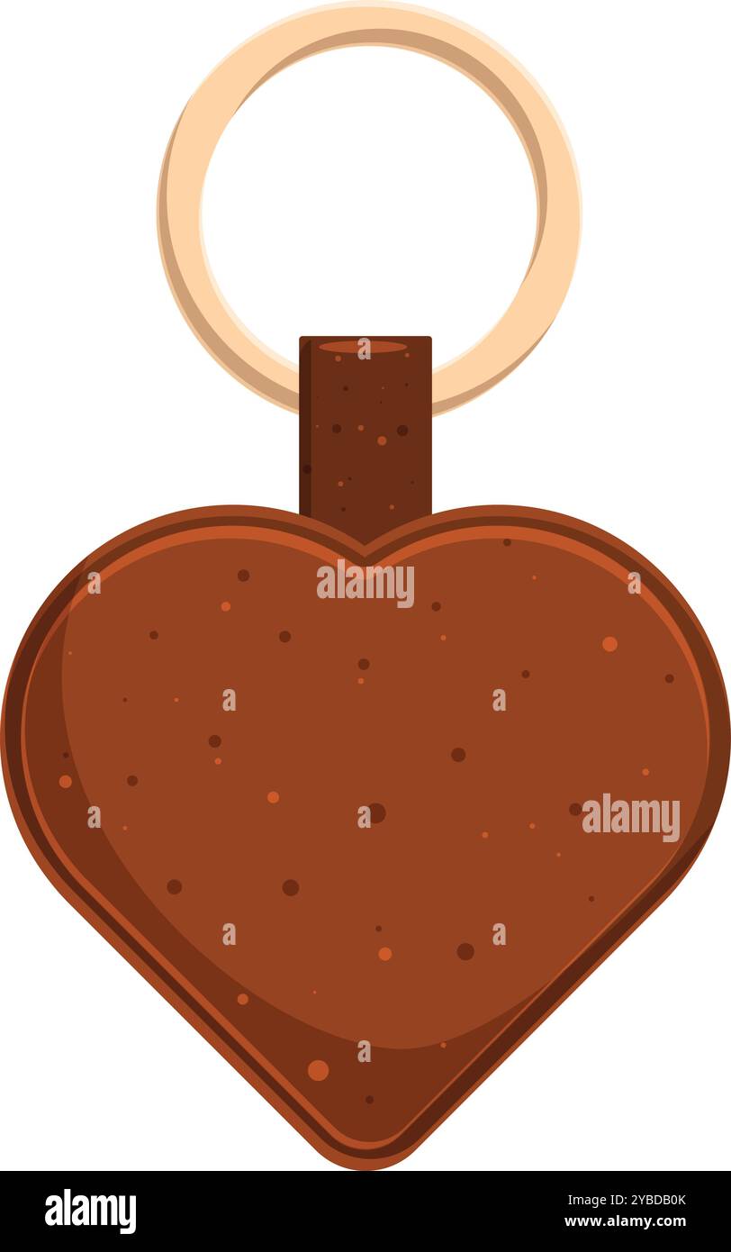 Brown heart shaped keychain hanging on white background Stock Vector ...