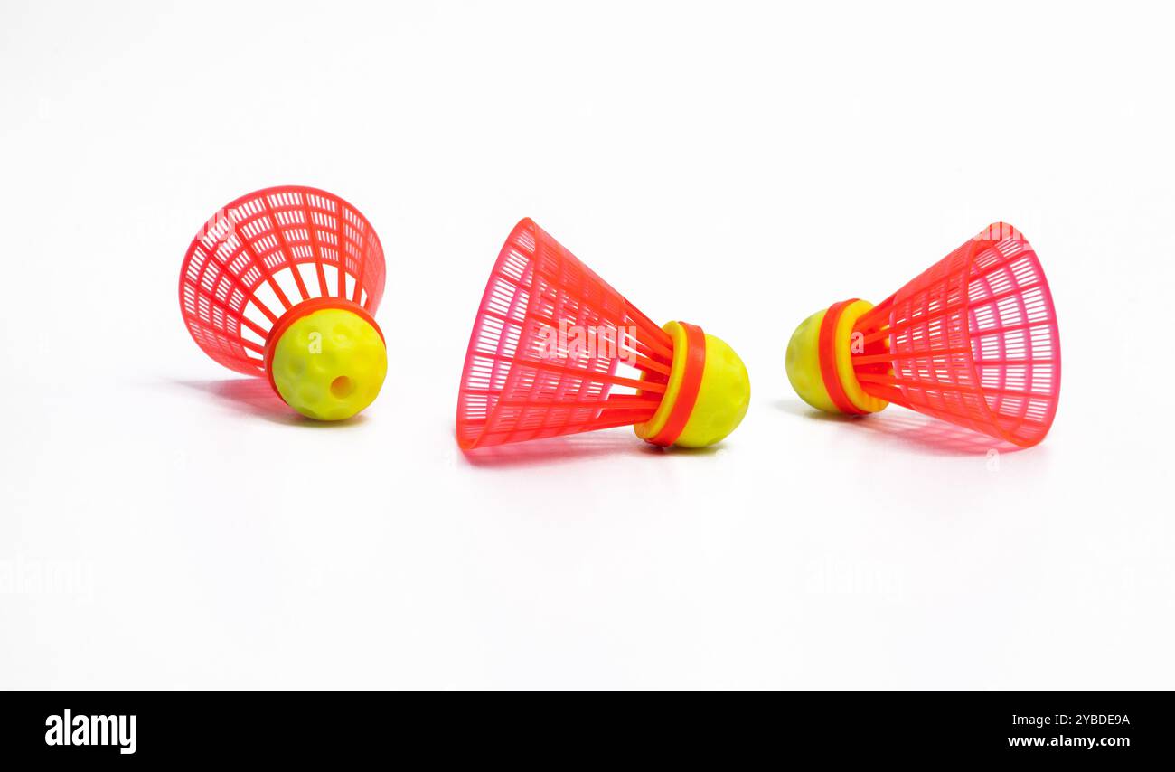 shuttlecocks for high speed badminton on a white background Stock Photo