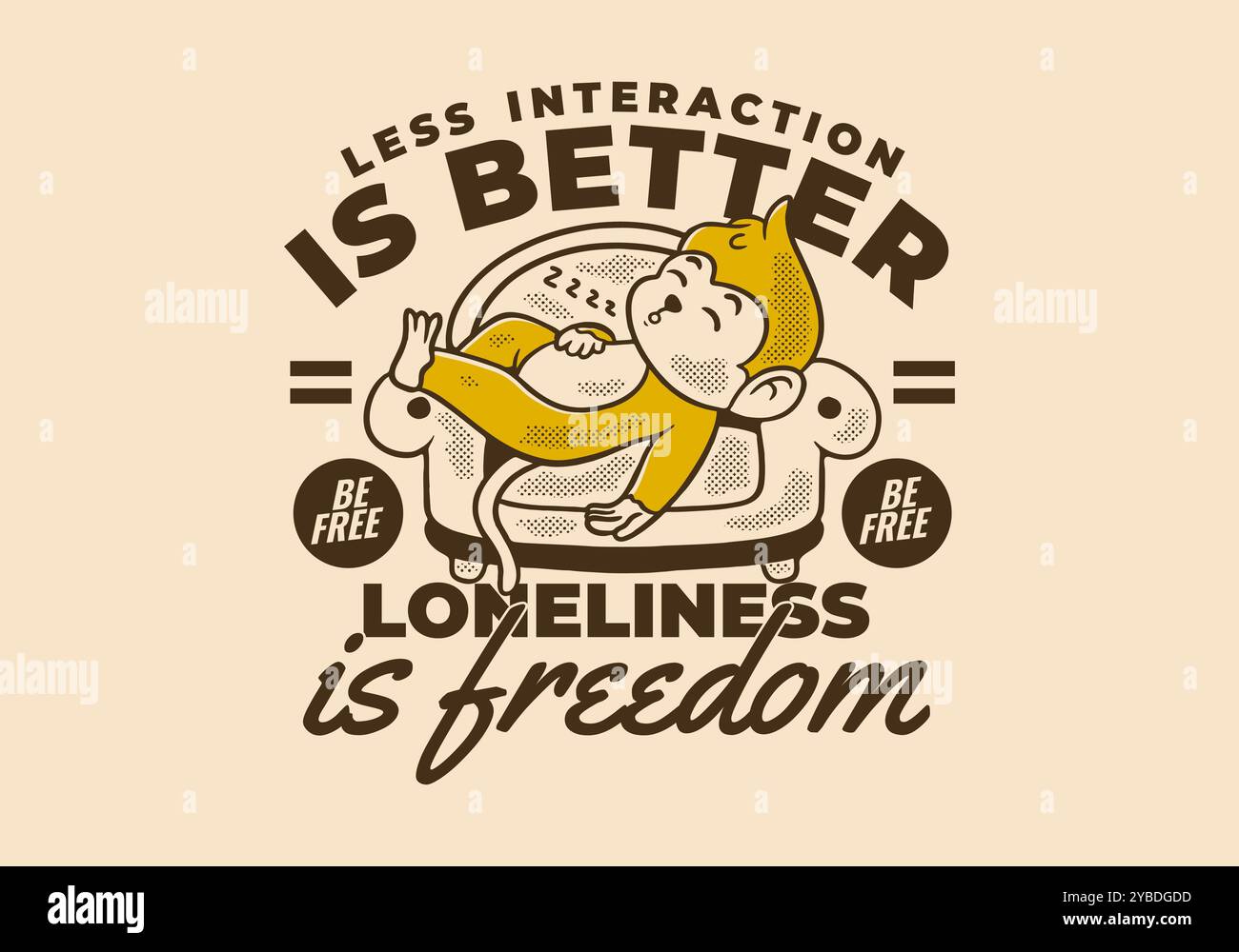 Less interaction is better. Character illustration of monkey sleep on ...