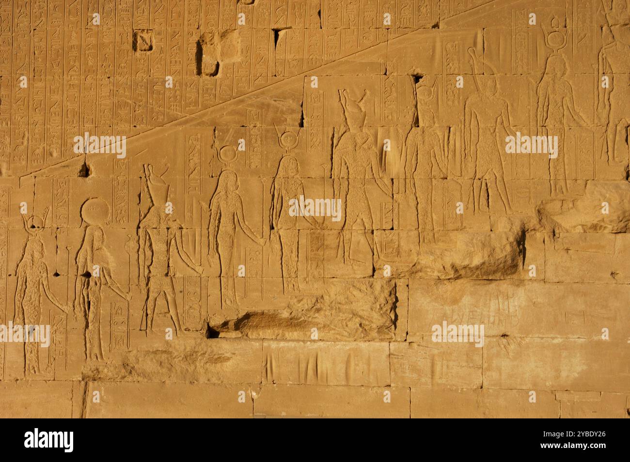 Hathor Temple, Dendera, Egypt. Relief showing deities in procession ...