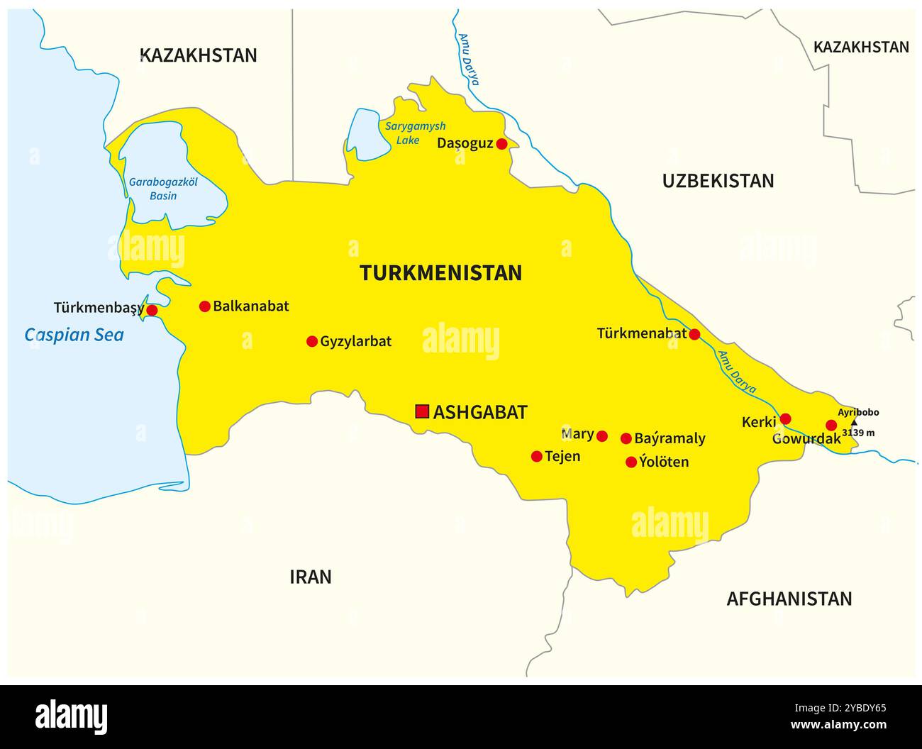 Simple Yellow Overview Map Of Turkmenistan Stock Photo Alamy Simple Yellow Overview Map Of Turkmenistan 2YBDY65 