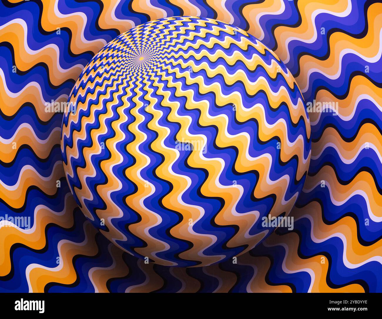 Optical illusion horizontal background. Abstract curves, geometric effect. Stock Photo