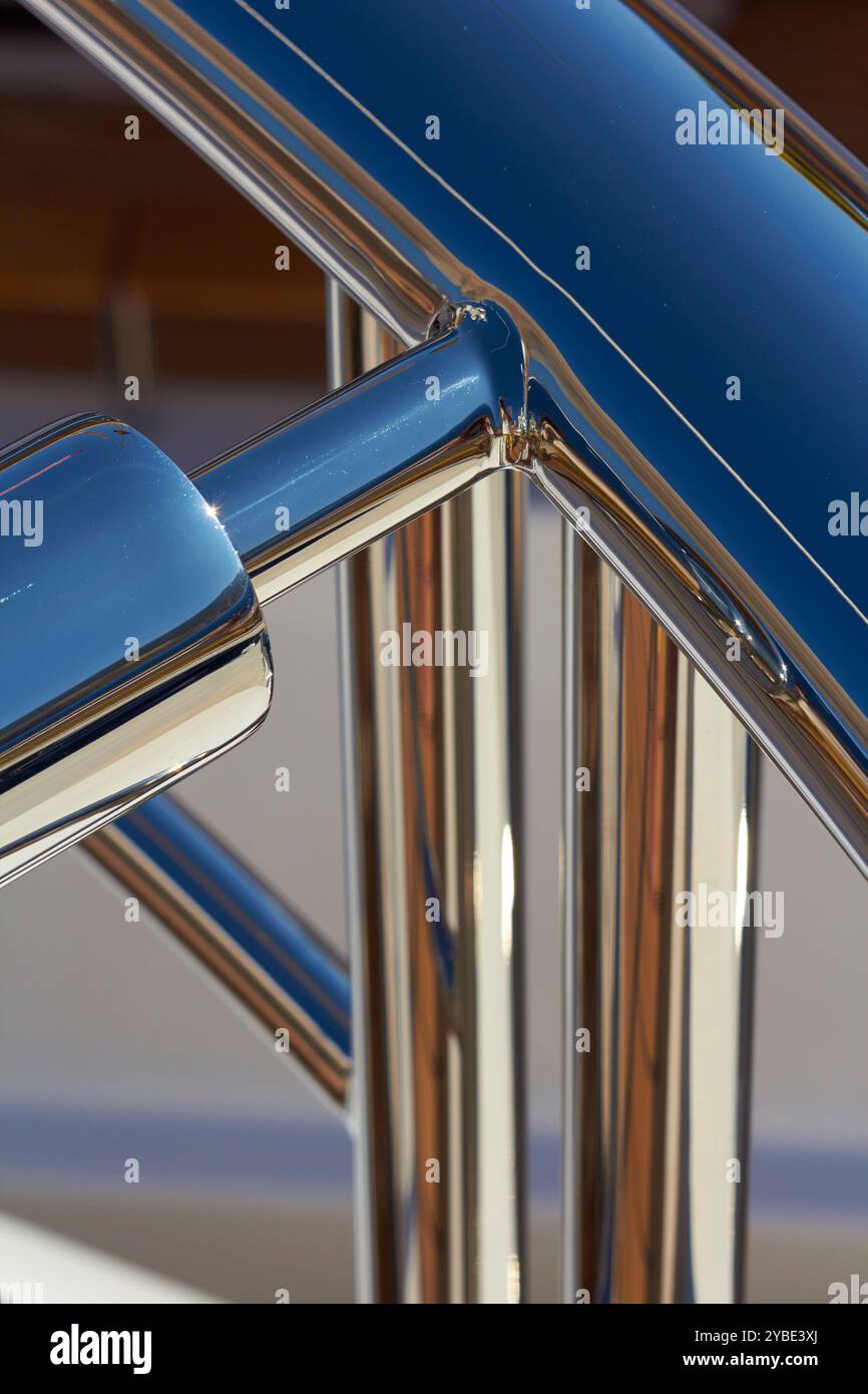 Yatch Railing Polished stainless steel railings on a superyacht Stock Photo - Alamy