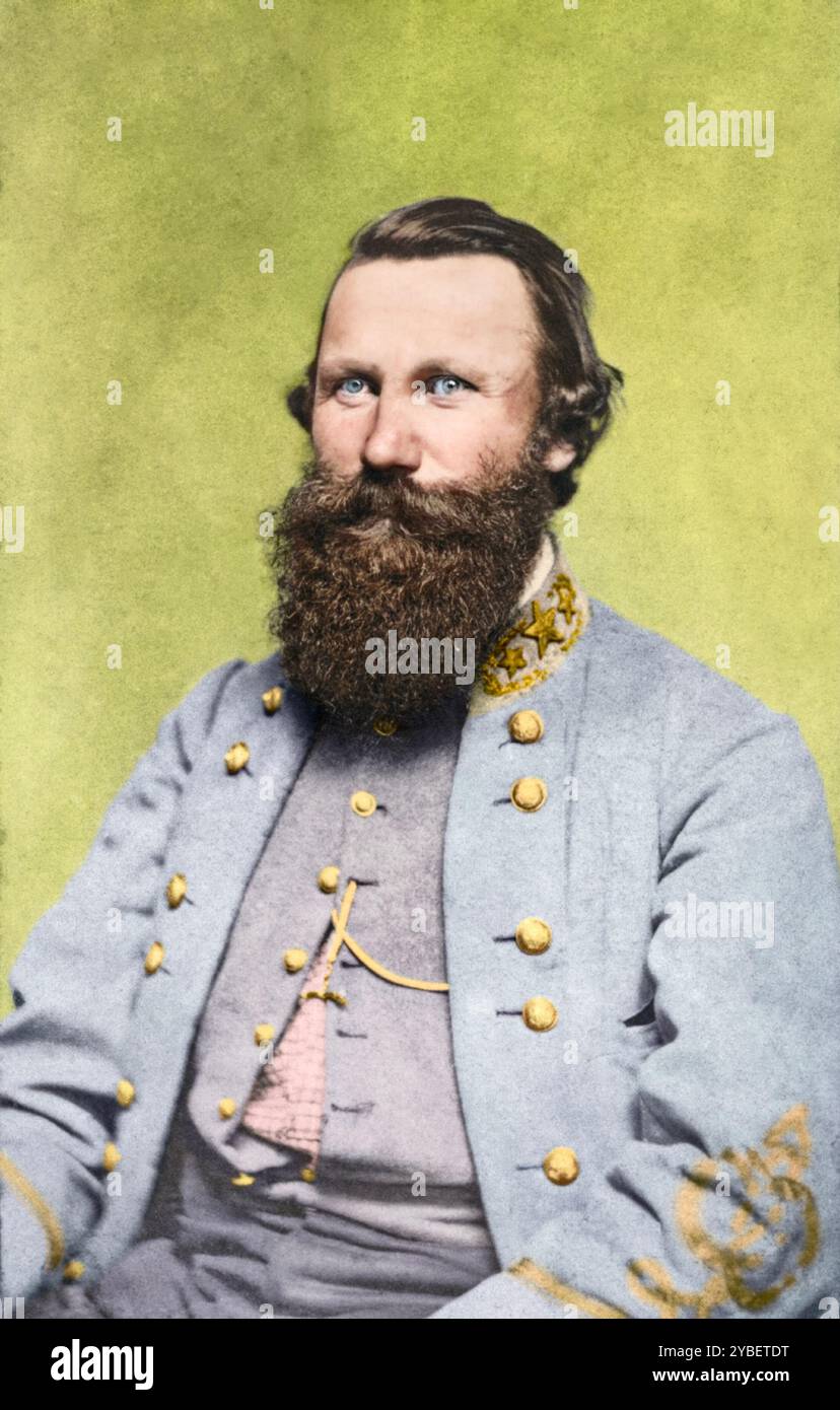 Major General James Ewell Brown Stuart of Confederate States Infantry Regiment and 1st Virginia Cavalry Regiment in uniform. Photographed between 1861 and 1864. Created by Charles Richard Rees in Richmond, Virginia. Stock Photo