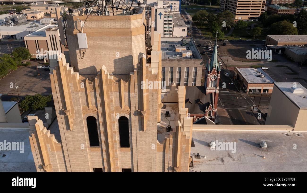Monroe, Louisiana, USA - April 4, 2024: Afternoon sunlight shines on