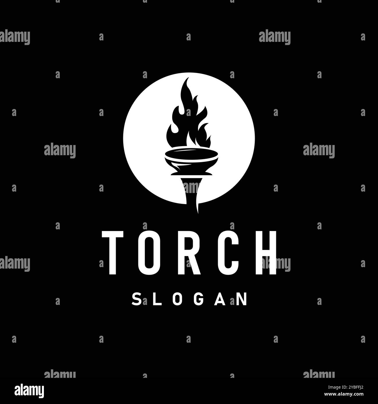 Illustration black silhouette torch logo flame design olympic sport