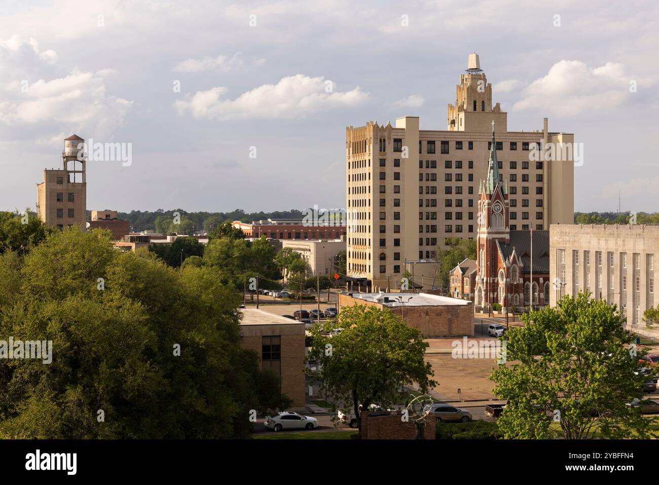 Monroe, Louisiana, USA - April 4, 2024: Afternoon sunlight shines on