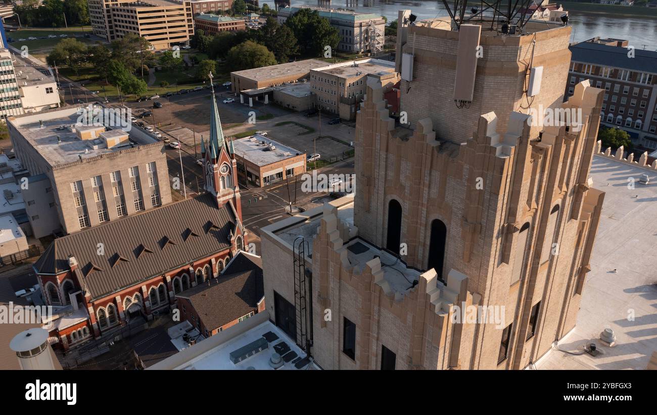 Monroe, Louisiana, USA - April 4, 2024: Afternoon sunlight shines on