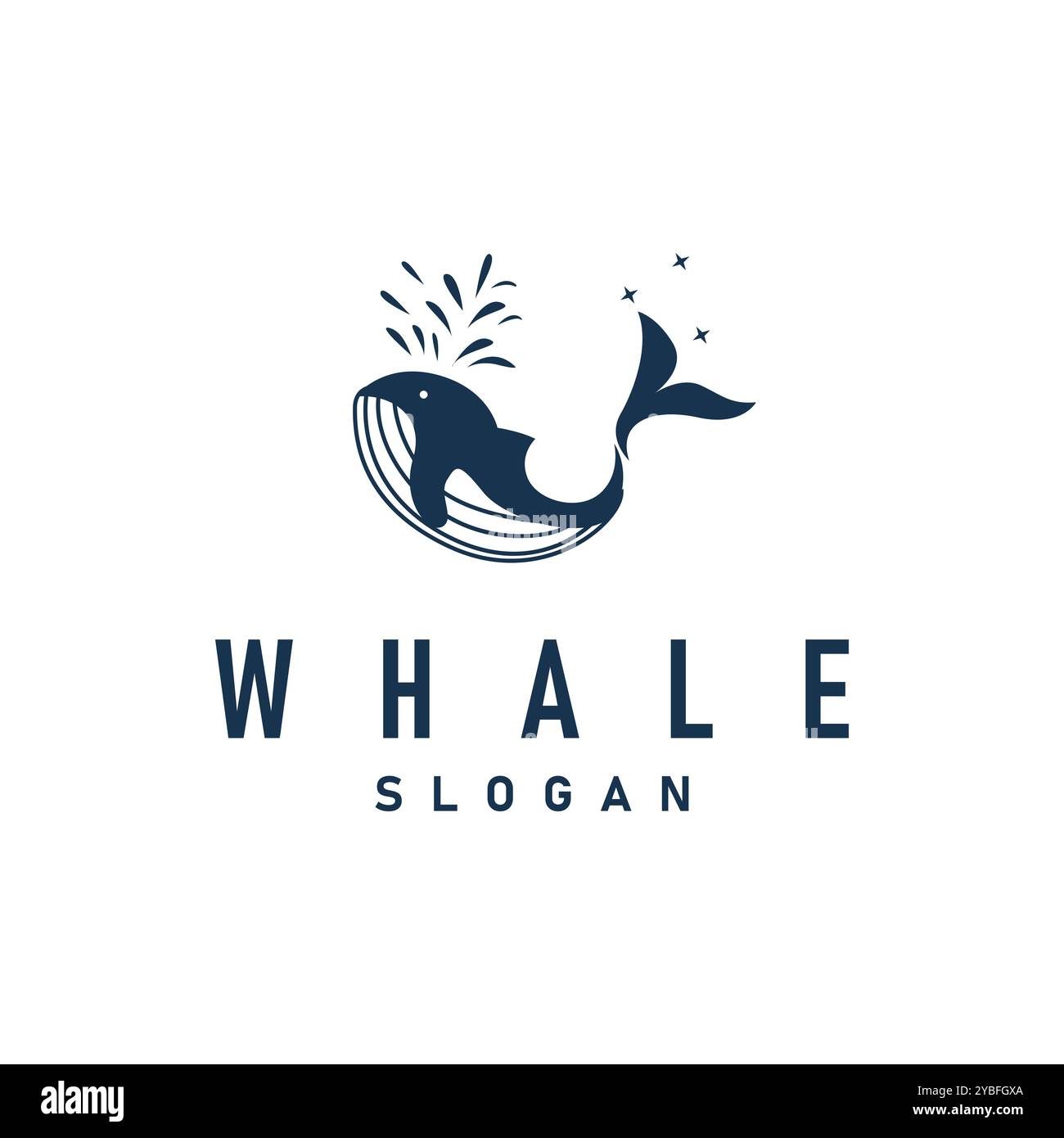 Whale logo design silhouette animal giant fish orca sea concept simple