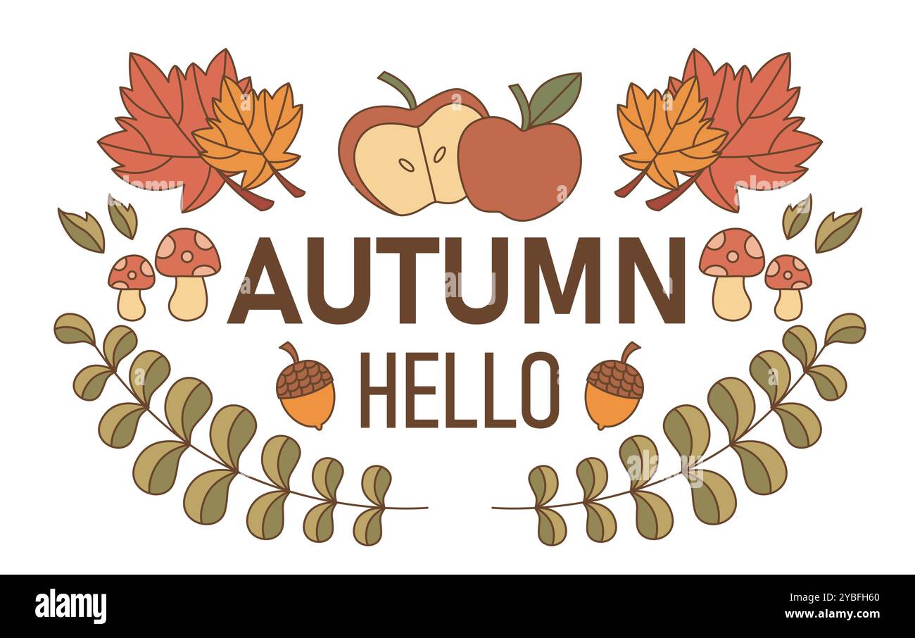 Hello autumn apple tree Stock Vector Images - Alamy