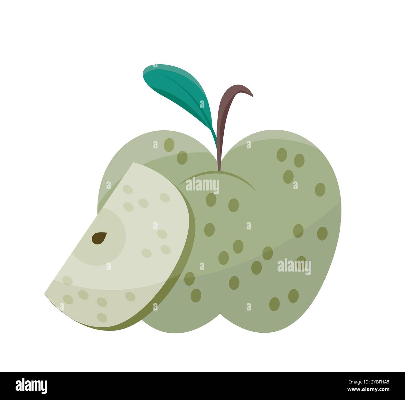Sliced fruit sticker. Natural and organic fresh apple. Healthy eatings ...