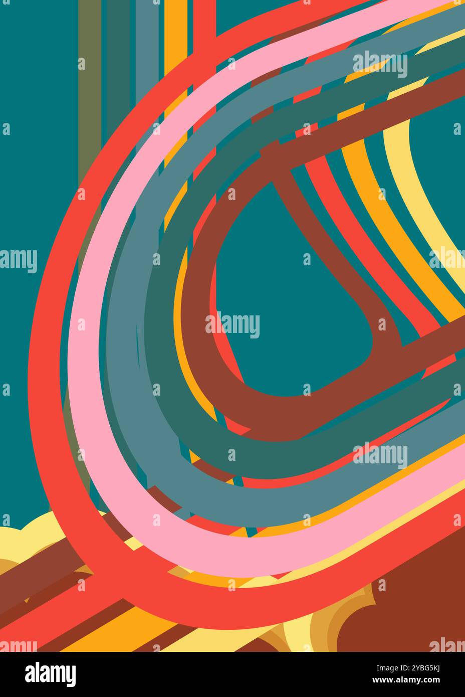 Retro 70s Background. Groovy abstract 1970s art template. Minimalistic ...