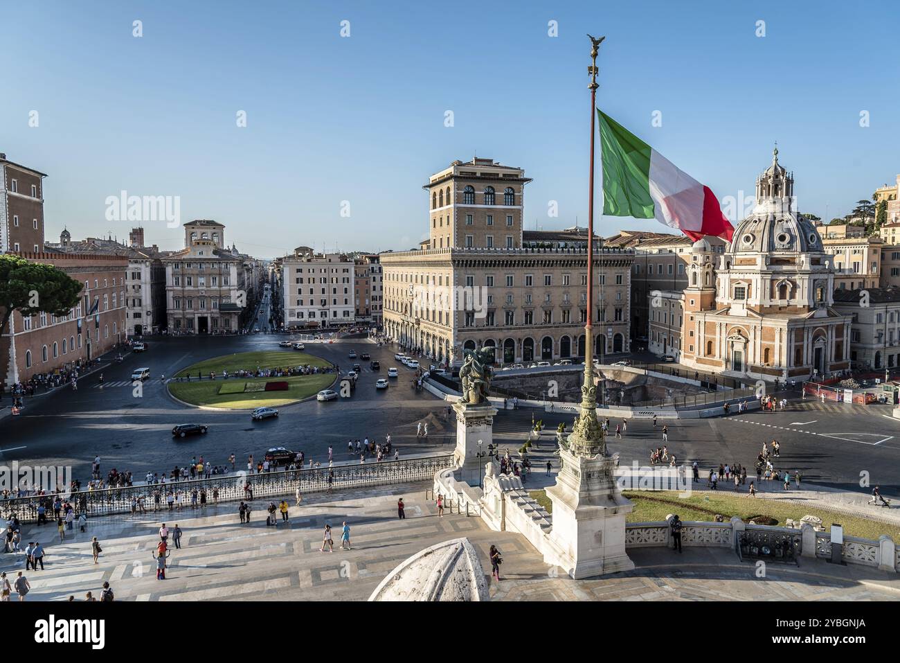 Rome, Italy, August 20, 2016: Altar of the Fatherland, also known as National Monument to Victor Emmanuel II. It occupies a site between the Piazza Ve Stock Photo