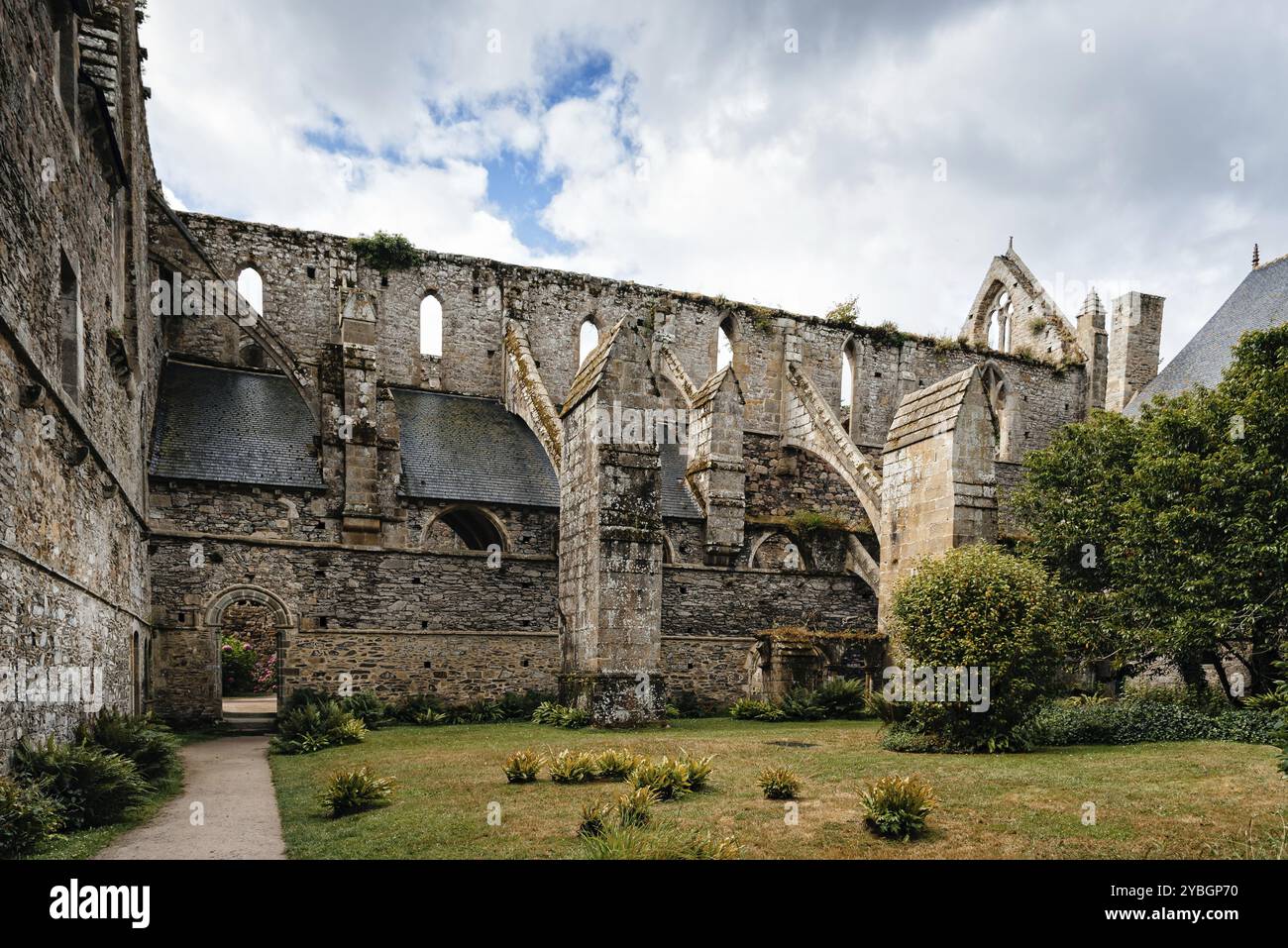 Paimpol, France, July 28, 2018: The Abbey of Beauport, Cotes-d'Armor, Brittany, France. Old Abbaye Maritime de Beauport, Europe Stock Photo