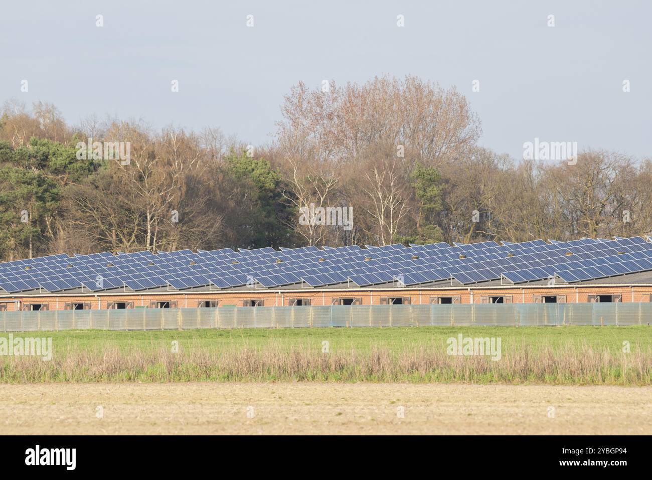 Modern barn with solar collectors on the roof Stock Photo - Alamy