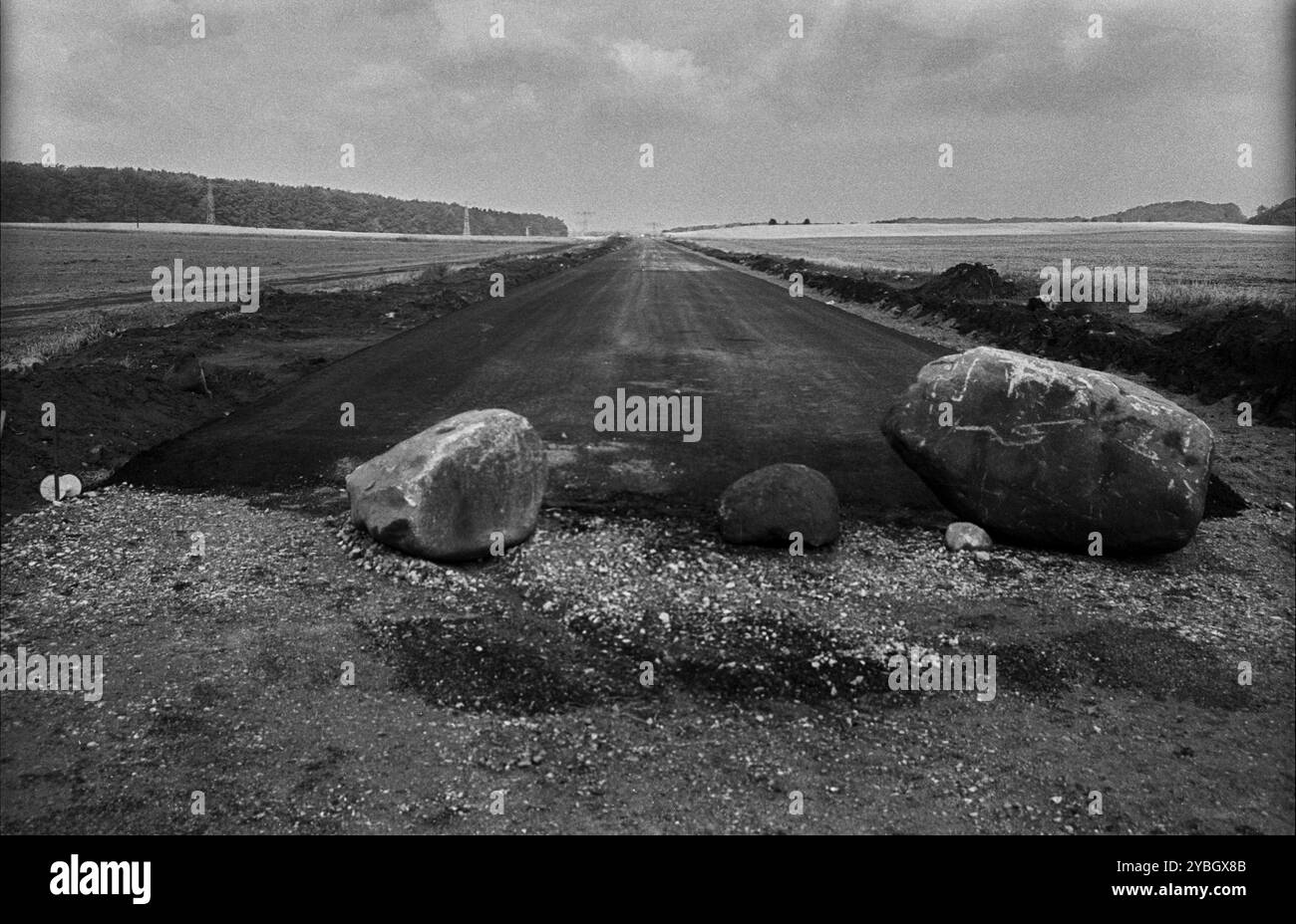 Construction site in distance Black and White Stock Photos & Images - Alamy
