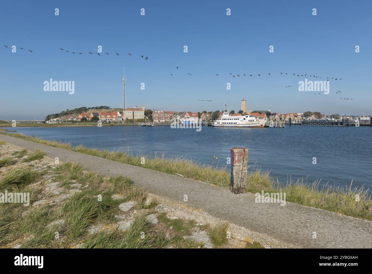 Port of the town West-Terschelling on the wadden Island Terschelling in the North of the Netherlands Stock Photo