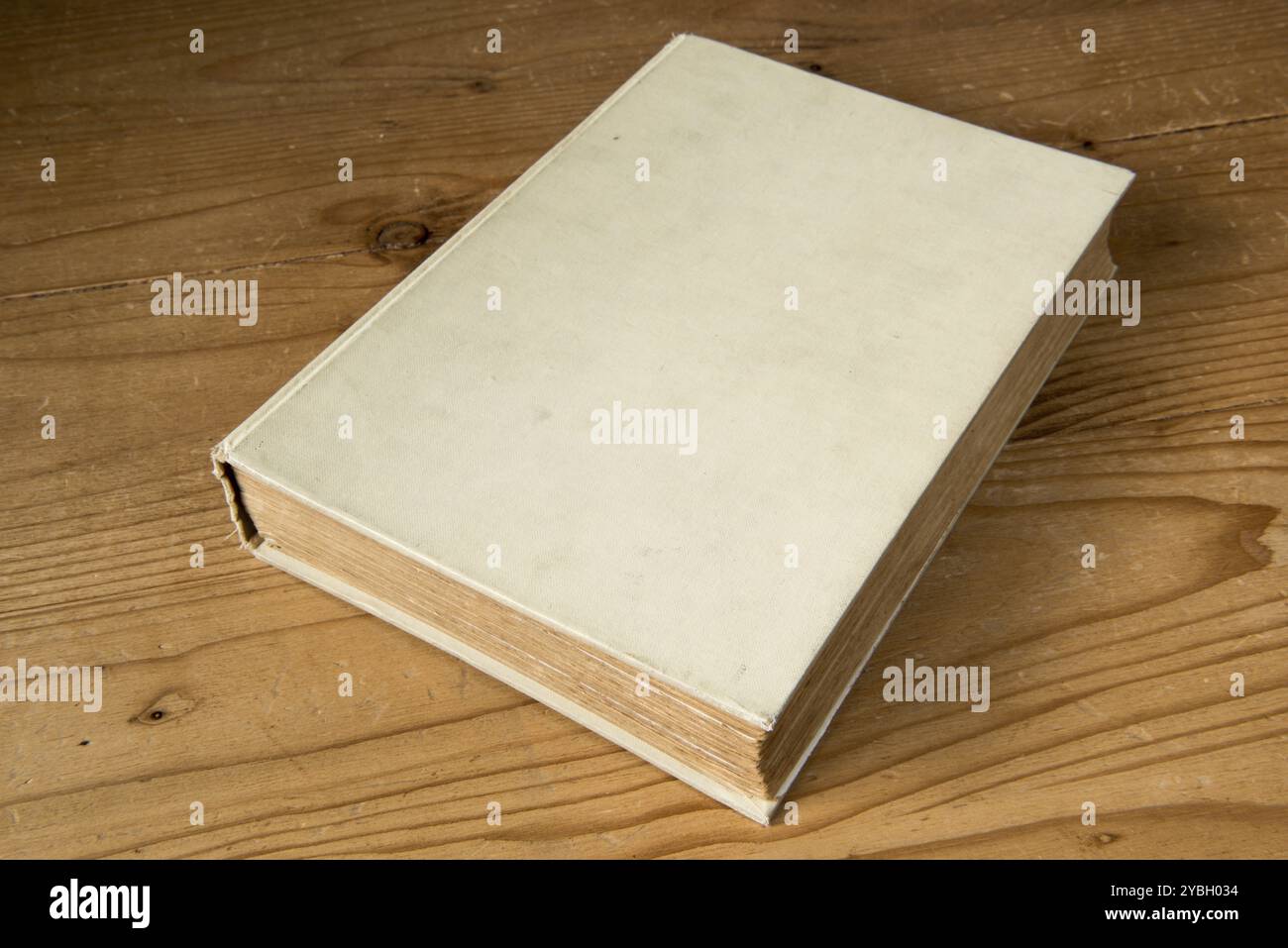Old antique yellowed book with no title on it Stock Photo