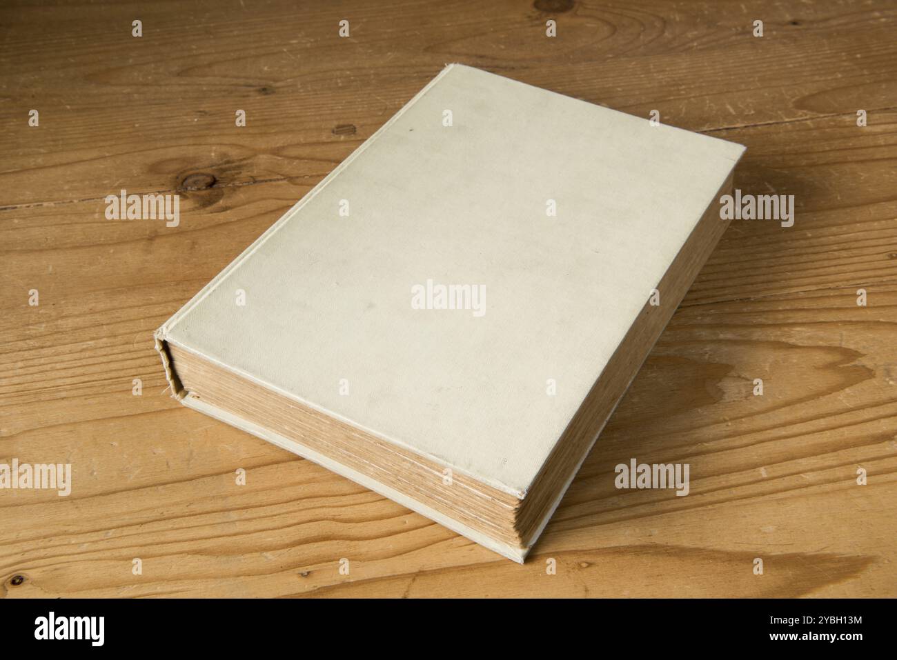 Old antique yellowed book with no title on it Stock Photo